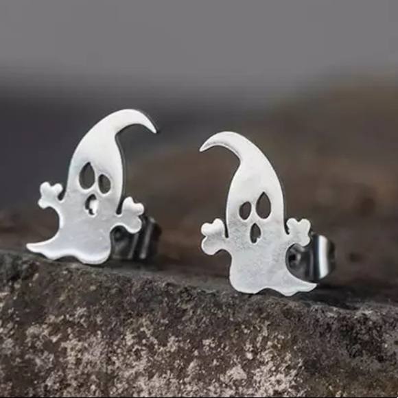 Jewelry - Stainless Steel Halloween Ghost Stud Earrings